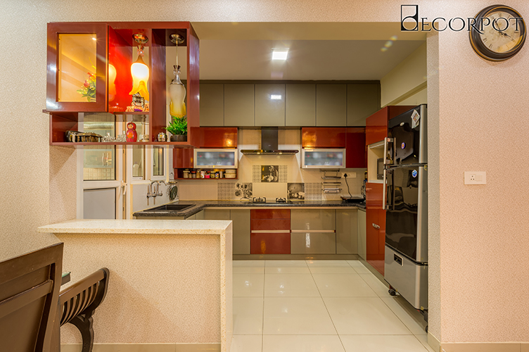 U Shaped Kitchen Interior Design-Kitchen-3BHK, Whitefield, Bangalore